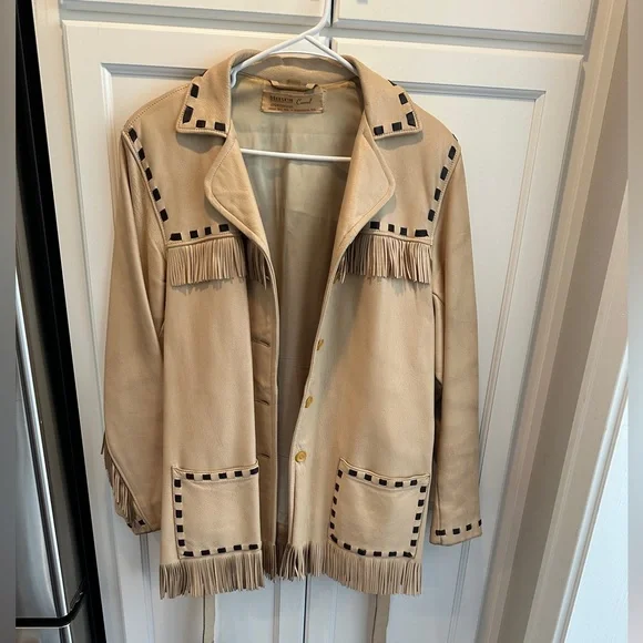 Vintage 1950 Western Fringed Deerskin Leather  Coat Size 8  Berlin Wisconsin - Picture 11 of 16